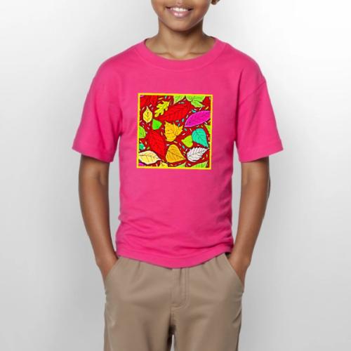 Rainbow Leaves Vibrant Pattern - Gildan Ultra Cotton Youth T-Shirt
