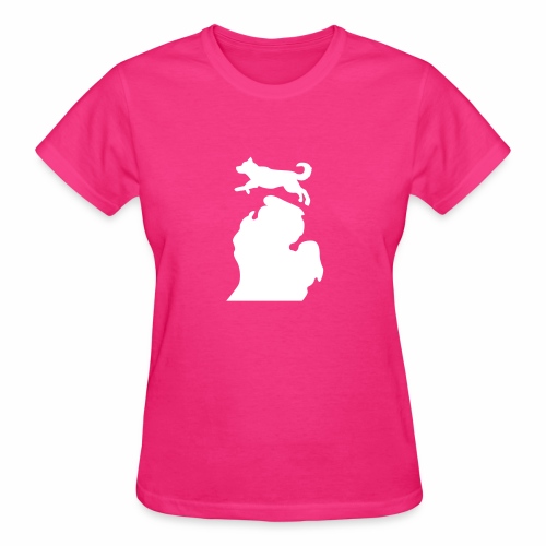 Bark Michigan Husky - Michigan Tech Colors - Gildan Ultra Cotton Ladies T-Shirt
