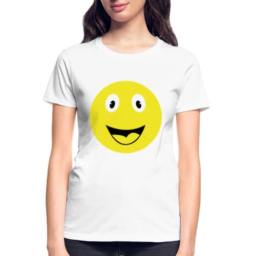 Yellow Happy Face Print - Gildan Ultra Cotton Ladies T-Shirt