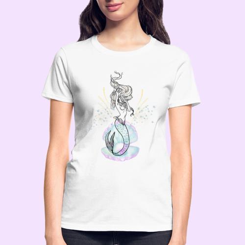 Mermaid Ocean Goddess In Shell - Fairytale Design - Gildan Ultra Cotton Ladies T-Shirt