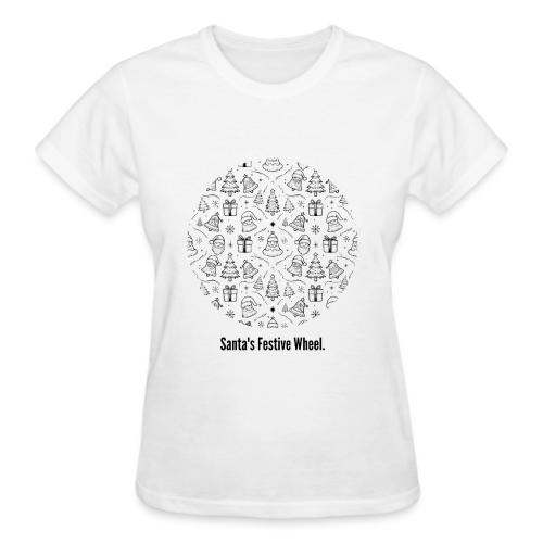 Santa's Festive Wheel T-Shirt - Gildan Ultra Cotton Ladies T-Shirt