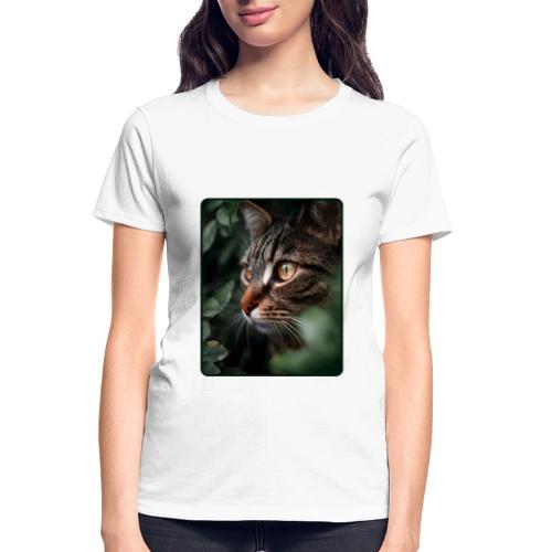 Tabby Cat Jungle Eyes Design - Gildan Ultra Cotton Ladies T-Shirt