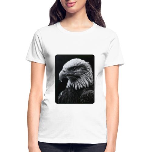Black White Bald Eagle Design - Gildan Ultra Cotton Ladies T-Shirt