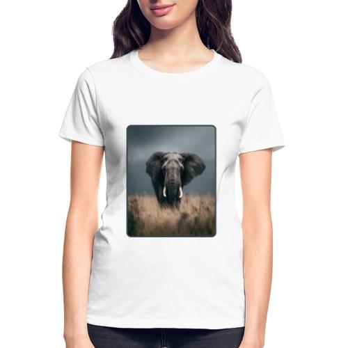 Majestic African Elephant Portrait Design - Gildan Ultra Cotton Ladies T-Shirt