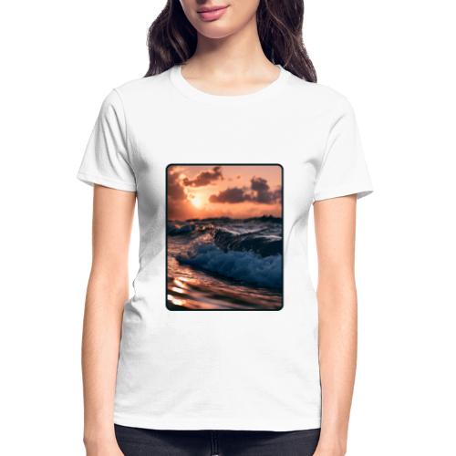 Golden Sunset Ocean Wave - Gildan Ultra Cotton Ladies T-Shirt