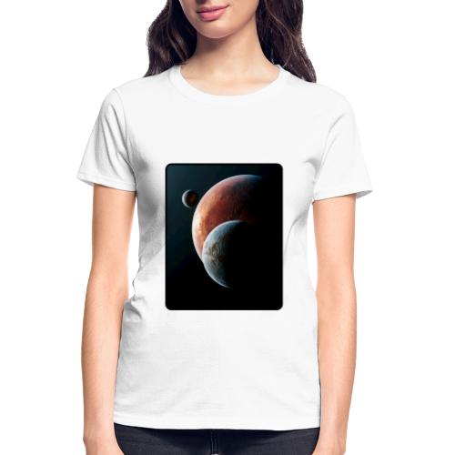 Three Planets Deep Space Design - Gildan Ultra Cotton Ladies T-Shirt