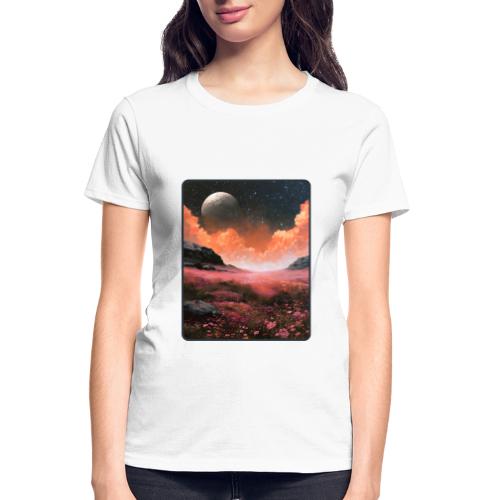 Moonlit Fantasy Flower Landscape - Gildan Ultra Cotton Ladies T-Shirt
