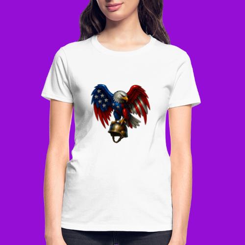 American Flag Bald Eagle - Helmet - Gildan Ultra Cotton Ladies T-Shirt