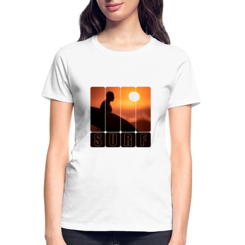 Surfing: Sunset Surf Panels - Gildan Ultra Cotton Ladies T-Shirt