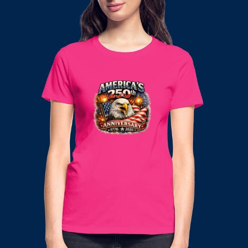 America 250th Anniversary Timeline Design - Gildan Ultra Cotton Ladies T-Shirt