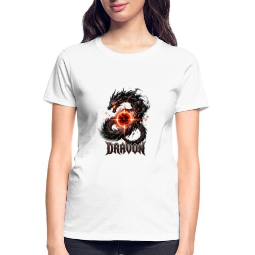 Dravon Fire Dragon Dark Fantasy Graphic T-Shirt - Gildan Ultra Cotton Ladies T-Shirt