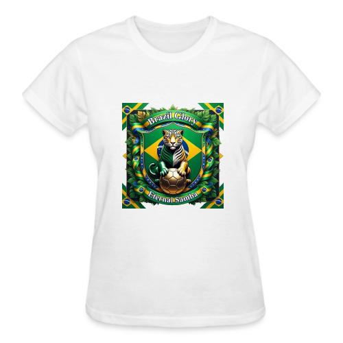 Brazil Jaguar Glory T-Shirt, Flag Pride Badge Gift - Gildan Ultra Cotton Ladies T-Shirt