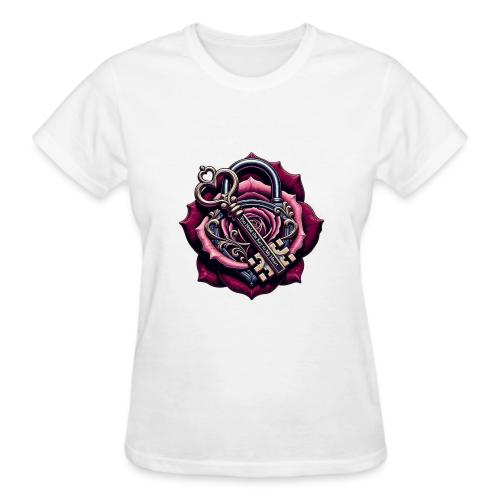 You Hold the Key to My Heart Rose Lock T-Shirt - Gildan Ultra Cotton Ladies T-Shirt