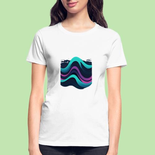 Abstract Wavy Ocean Pattern - Gildan Ultra Cotton Ladies T-Shirt