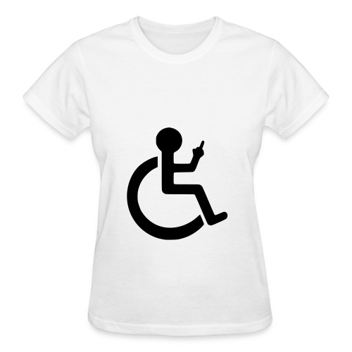 wheelchair user holding up the middle finger * - Gildan Ultra Cotton Ladies T-Shirt