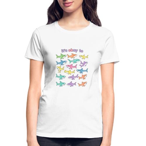 It’s Okay To – Cute Pastel Shark - Gildan Ultra Cotton Ladies T-Shirt