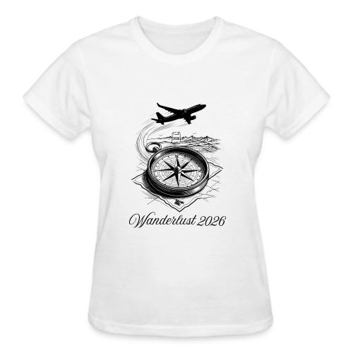 Wanderlust 2026 T-Shirt | Minimalist Travel Plane - Gildan Ultra Cotton Ladies T-Shirt
