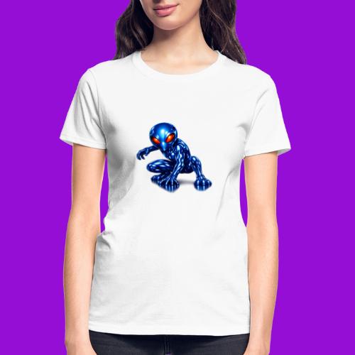Blue Alien Crouch - Gildan Ultra Cotton Ladies T-Shirt