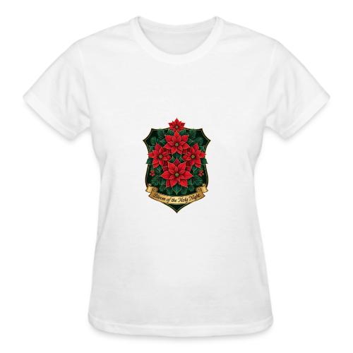 Poinsettia Crest T-Shirt - Gildan Ultra Cotton Ladies T-Shirt