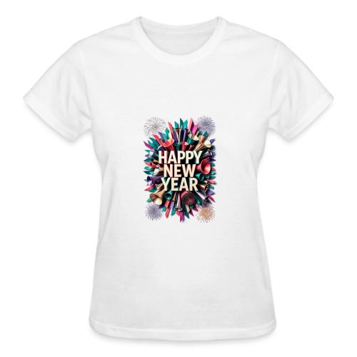 New Year's Party Horn T-Shirt - Gildan Ultra Cotton Ladies T-Shirt