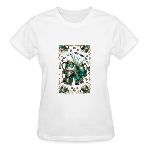 Cheers to Bad Ideas Tankards Graphic Tee - Gildan Ultra Cotton Ladies T-Shirt