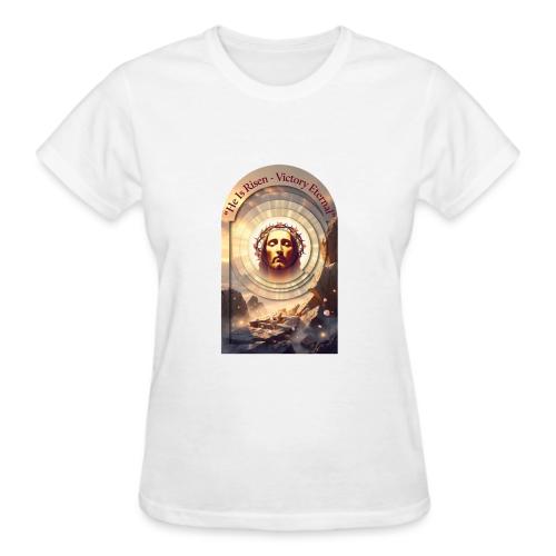 Easter He Is Risen Sacred Face T Shirt, wife Gift - Gildan Ultra Cotton Ladies T-Shirt