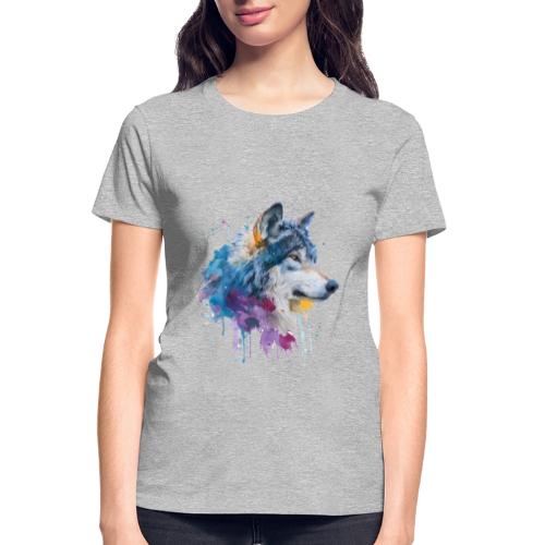 Splash-Art Wolf Head - Gildan Ultra Cotton Ladies T-Shirt