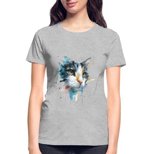 Watercolor cat face - Gildan Ultra Cotton Ladies T-Shirt