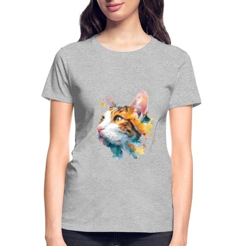 Cat: Feline Ink Burst - Gildan Ultra Cotton Ladies T-Shirt