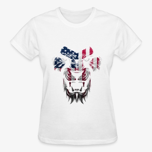 American Flag Lion Shirt - Gildan Ultra Cotton Ladies T-Shirt