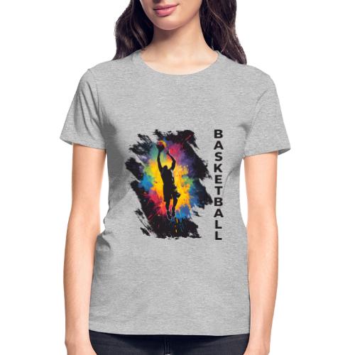 High Energy Basketball Paint Splatter Art - Gildan Ultra Cotton Ladies T-Shirt