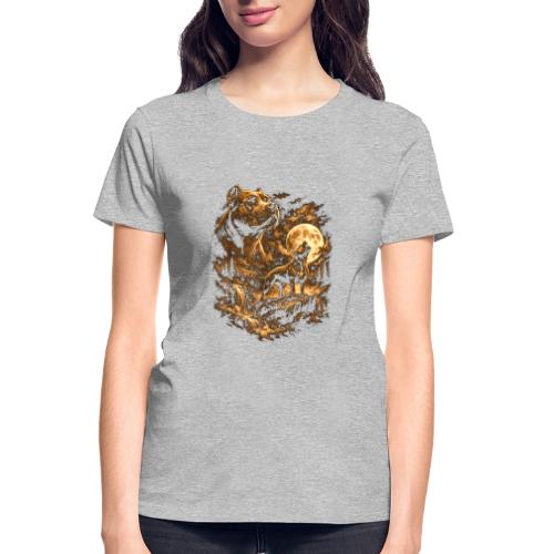 Pit Bull Howling Moon Fantasy Forest Tee - Gildan Ultra Cotton Ladies T-Shirt