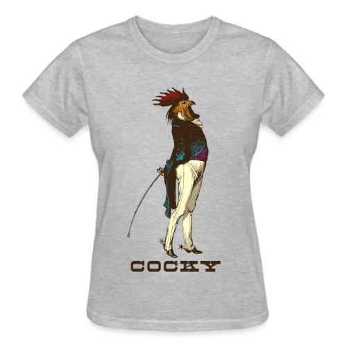 Cocky the Vintage Rooster Chicken - color - Gildan Ultra Cotton Ladies T-Shirt