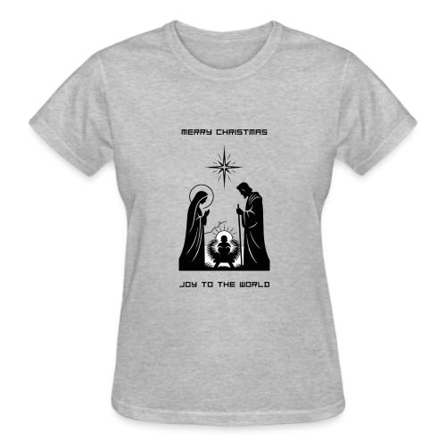 Joy to the World T-Shirt | Minimalist Nativity - Gildan Ultra Cotton Ladies T-Shirt