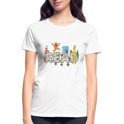 Whimsical READ Kids Cartoon - Gildan Ultra Cotton Ladies T-Shirt