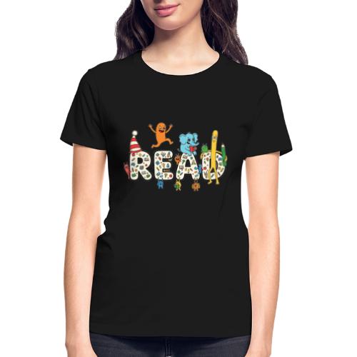 Whimsical READ Kids Cartoon - Gildan Ultra Cotton Ladies T-Shirt