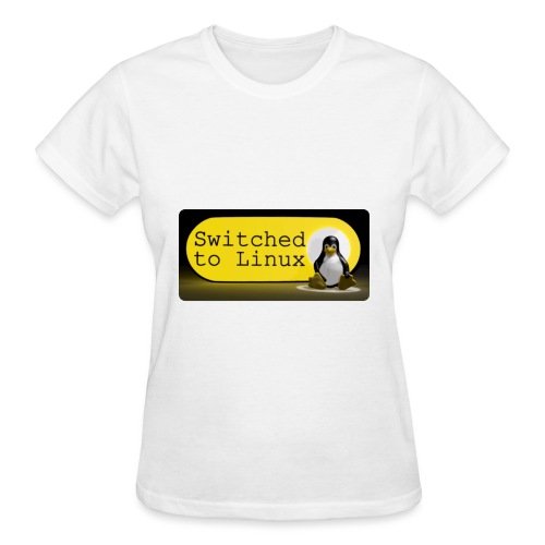 Switched To Linux Logo and White Text - Gildan Ultra Cotton Ladies T-Shirt