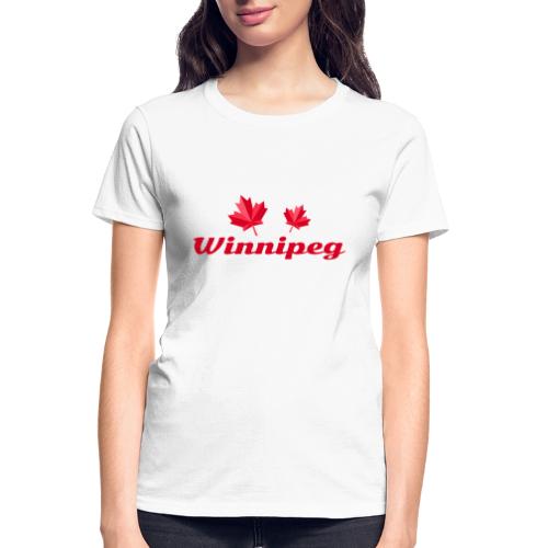 Winnipeg with two red maple leaves - Gildan Ultra Cotton Ladies T-Shirt