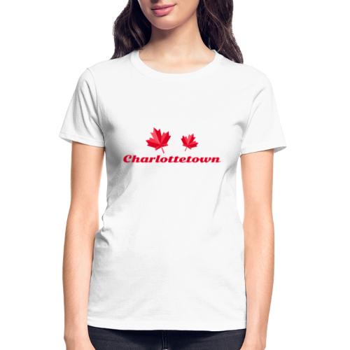 Charlottetown with two red maple leaves - Gildan Ultra Cotton Ladies T-Shirt