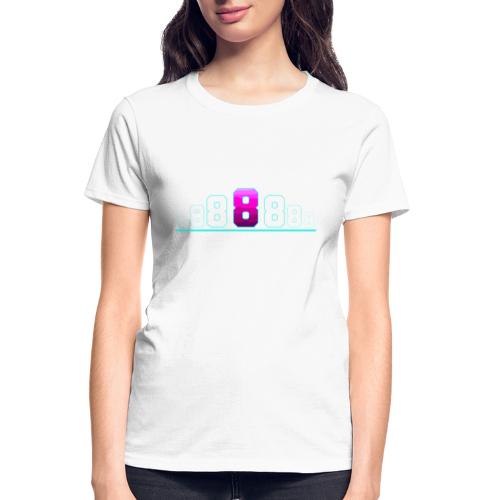 Number 8 in Magenta: Varsity Font - Gildan Ultra Cotton Ladies T-Shirt