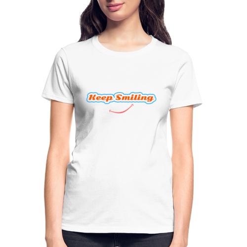 Keep Smiling Positive Vibes Graphic - Gildan Ultra Cotton Ladies T-Shirt
