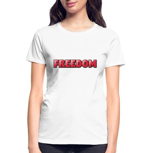 Freedom Bold 3D Word Art Design - Gildan Ultra Cotton Ladies T-Shirt