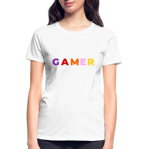Multicolor GAMER Typography Design - Gildan Ultra Cotton Ladies T-Shirt