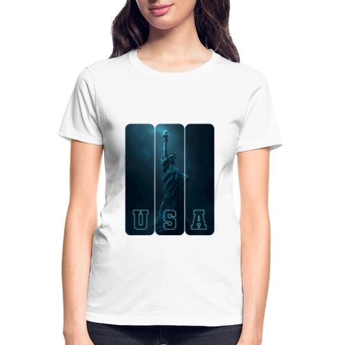 Neon Liberty USA Triptych - Gildan Ultra Cotton Ladies T-Shirt