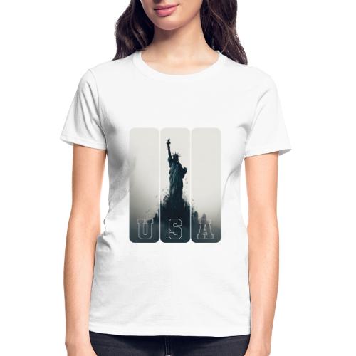 USA: Liberty Rising Over Manhattan - Gildan Ultra Cotton Ladies T-Shirt