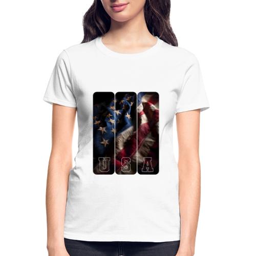 USA: Worn Stars and Stripes - Gildan Ultra Cotton Ladies T-Shirt