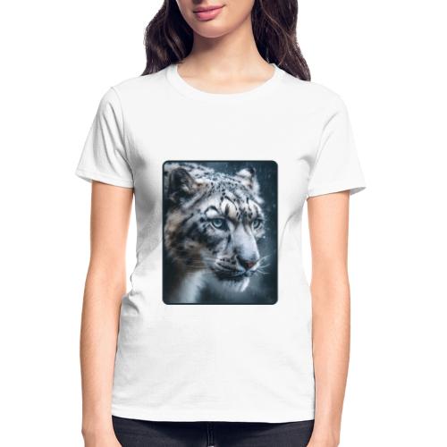 Snow Leopard Blue Eyes Design - Gildan Ultra Cotton Ladies T-Shirt