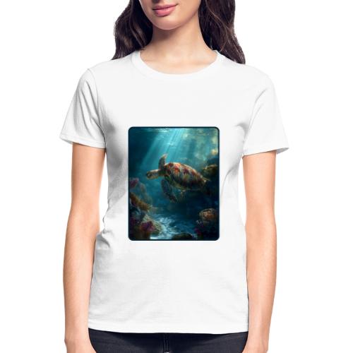 Sea Turtle Coral Reef Design - Gildan Ultra Cotton Ladies T-Shirt