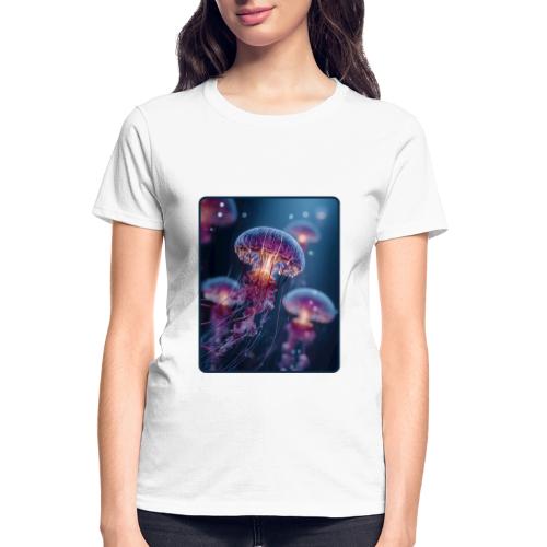 Glowing Jellyfish Deep Sea Design - Gildan Ultra Cotton Ladies T-Shirt