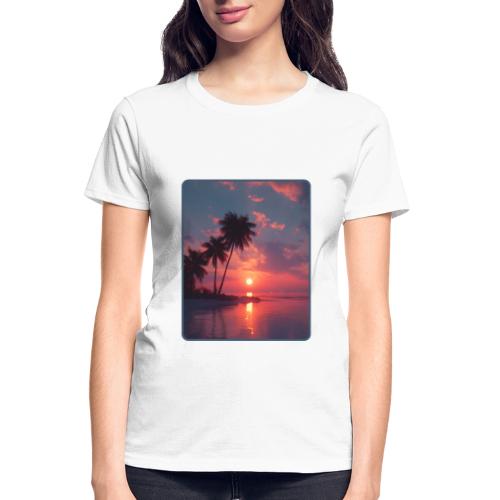 Tropical Sunset Ocean Reflection Design - Gildan Ultra Cotton Ladies T-Shirt